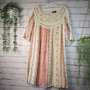 J. GLEE BOHO CROCHETED MULTICOLORED DRESS TUNIC WOMENS  SIZE SMALL